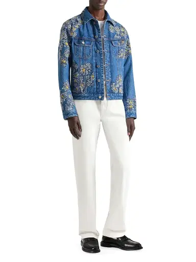 Givenchy Men's Jacket in Denim with Pompom Embroidery - Medium Blue - Size XXL | Thumbnail 2