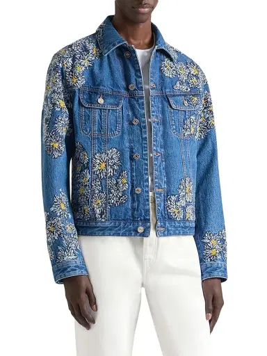 Givenchy Men's Jacket in Denim with Pompom Embroidery - Medium Blue - Size XXL | Thumbnail 3