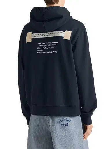 Givenchy Men's Couture Seam Hoodie in Fleece with Archives Print - Night Blue - Size XXL | Thumbnail 5