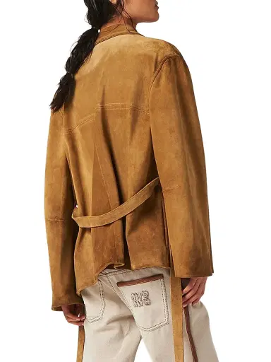 Miu Miu Women's Leather Jacket - Beige Khaki - Size 2 | Thumbnail 4 Miu Miu Women's Leather Jacket - Beige Khaki - Size 2 | Thumbnail 4