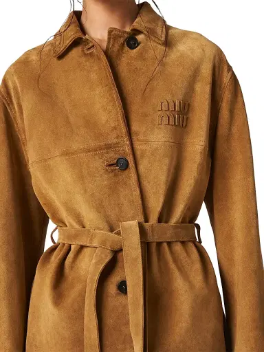 Miu Miu Women's Leather Jacket - Beige Khaki - Size 2 | Thumbnail 5 Miu Miu Women's Leather Jacket - Beige Khaki - Size 2 | Thumbnail 5