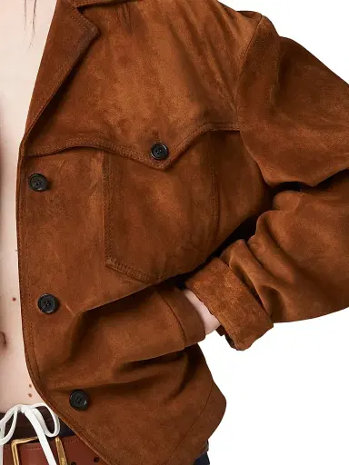 Miu Miu Women's Suede Jacket - Brown - Size 2 | Thumbnail 4