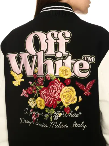 Off-White Black Flowers Varsity Jacket | Thumbnail 5 Off-White Black Flowers Varsity Jacket | Thumbnail 5