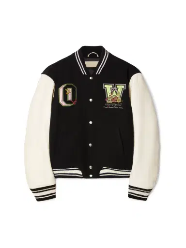 Off-White Black Flowers Varsity Jacket | Thumbnail 1 Off-White Black Flowers Varsity Jacket | Thumbnail 1