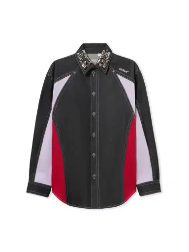 Off-White Color Block Denim Crystal Overshirt | Thumbnail 1 Off-White Color Block Denim Crystal Overshirt | Thumbnail 1