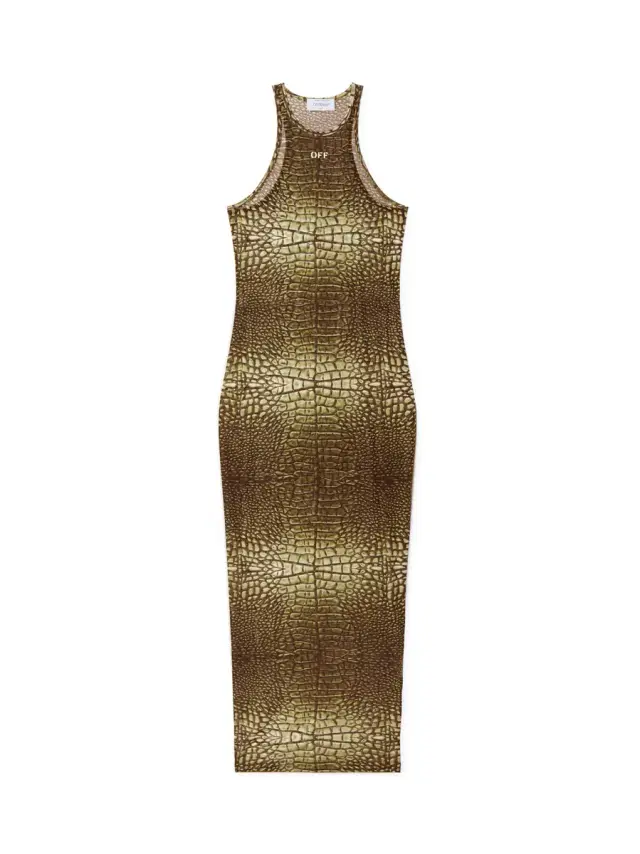 Off-White CROCO MESH RACER LONG DRESS