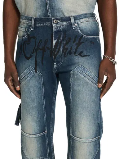 Off-White Cherry Diagonal Twist Stack Jeans | Thumbnail 5