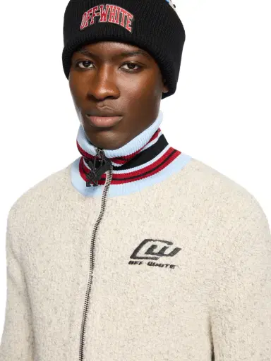 Off-White Bouclé Zip Cardigan | Thumbnail 5
