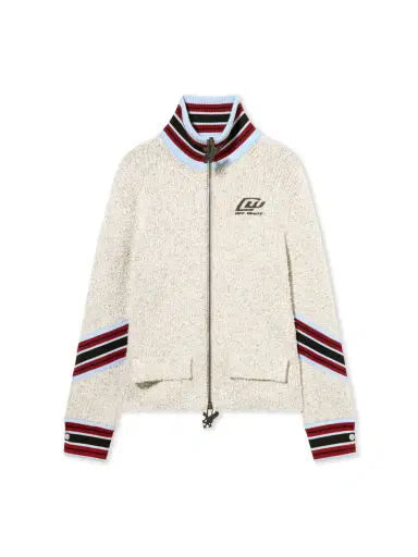 Off-White Bouclé Zip Cardigan | Thumbnail 1