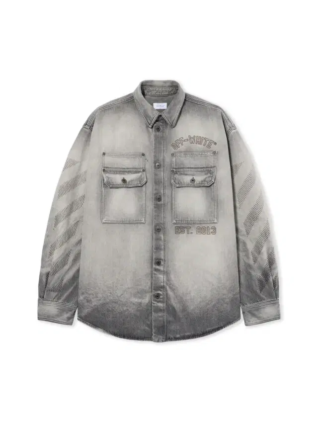 Off-White Diagonal Embroidered Denim Military Overshirt