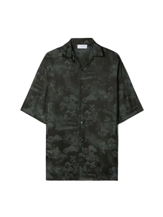 Off-White Black Jacquard Fresco Bowling Shirt