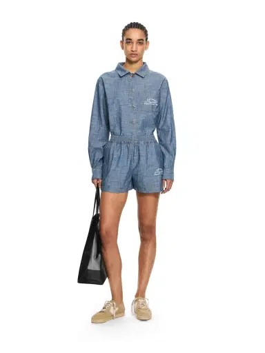 Off-White Chambray Denim Pajama Shorts | Thumbnail 2
