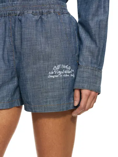 Off-White Chambray Denim Pajama Shorts | Thumbnail 5