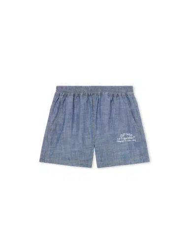 Off-White Chambray Denim Pajama Shorts | Thumbnail 1