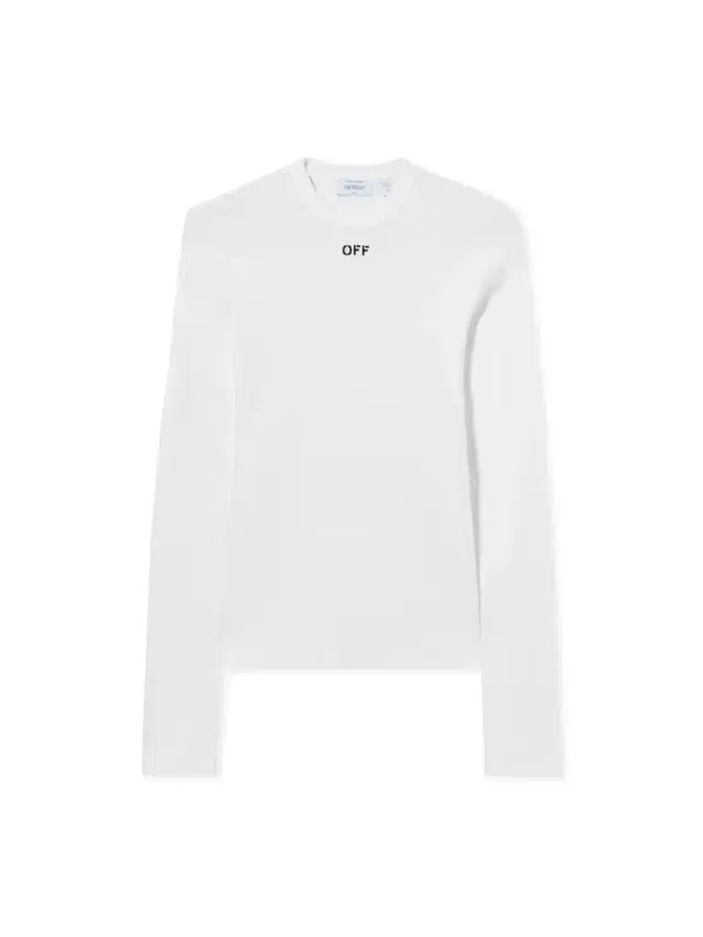 Off Stamp Ribbed Long-Sleeved Crewneck