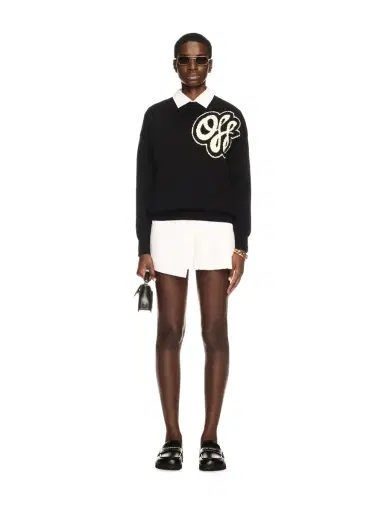 Off-White Black Cotton Cashmere Script Sweater | Thumbnail 2