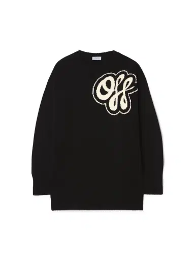 Off-White Black Cotton Cashmere Script Sweater | Thumbnail 1