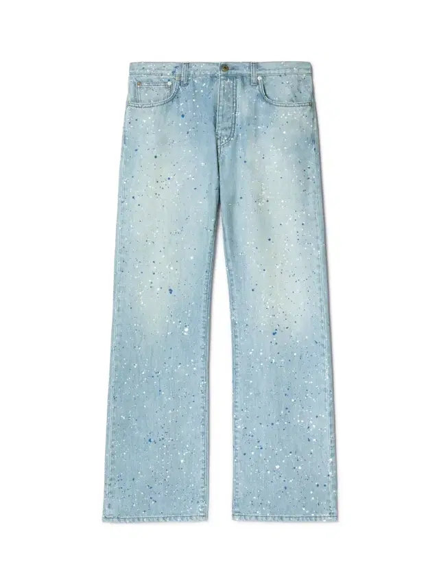 Off-White Paint Relaxed Jeans Navy Blue - Multicol