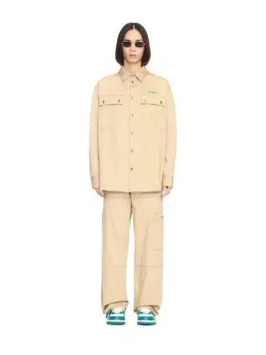 Off-White Beige Stitch Military Overshirt | Thumbnail 4