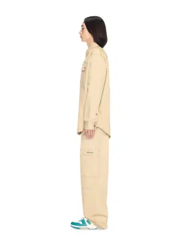 Off-White Beige Stitch Military Overshirt | Thumbnail 5