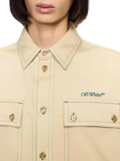 Off-White Beige Stitch Military Overshirt | Thumbnail 7