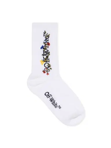 Off-White Floral Pattern Mid Socks | Thumbnail 1 Off-White Floral Pattern Mid Socks | Thumbnail 1