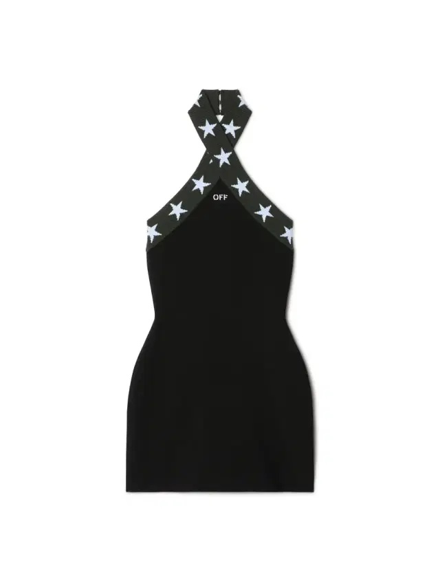 Off-White Black Starry Cross Collar Mini Dress