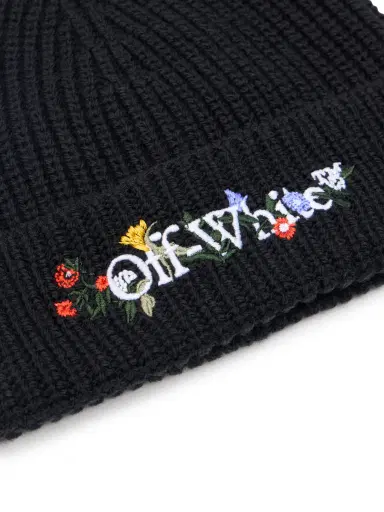 Off-White Floral Embroidered Beanie | Thumbnail 2