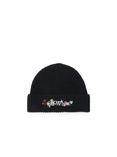 Off-White Floral Embroidered Beanie | Thumbnail 1
