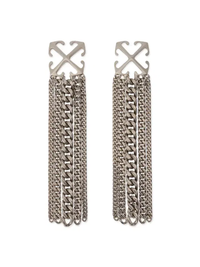 Off-White Arrow Chain Pendant Earrings