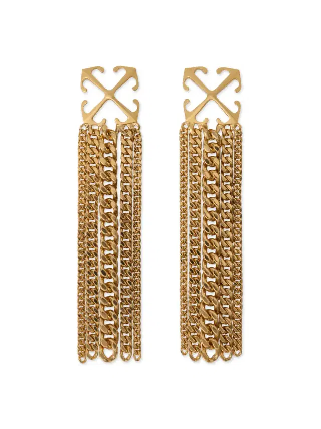 Off-White Arrow Chain Pendant Earrings