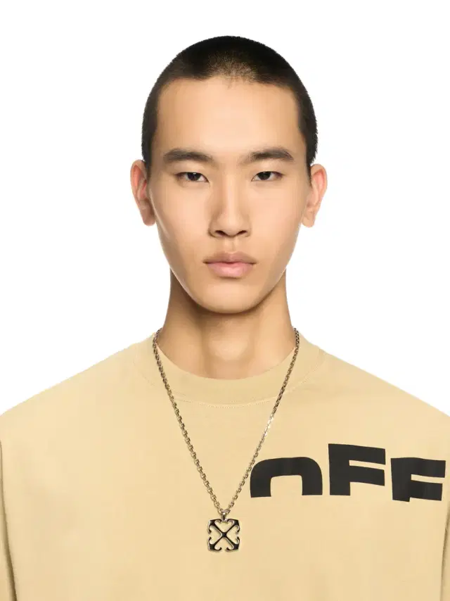 Off-White Enamel Arrow Pendant Necklace