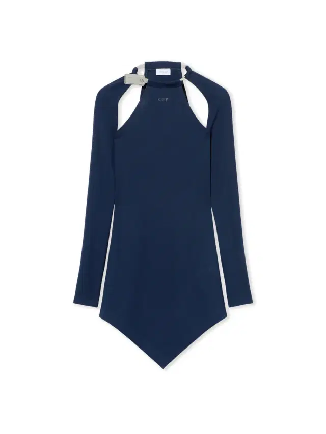 Off-White Heavy Jersey Silver Tie Mini Dress