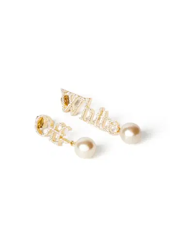 Off-White Strass + Pearl Logo Earrings | Thumbnail 3