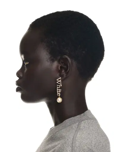 Off-White Strass + Pearl Logo Earrings | Thumbnail 4