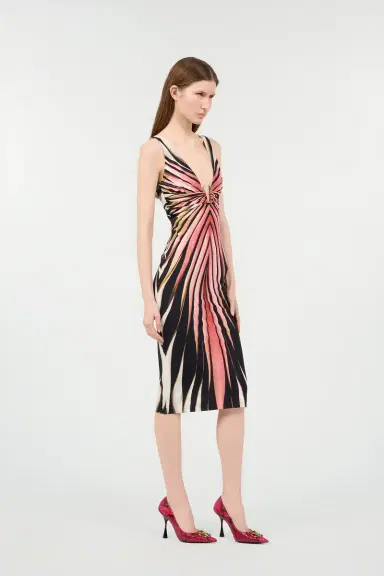 Roberto Cavalli Sheath Dress With Ray Of Pink Print | Thumbnail 2