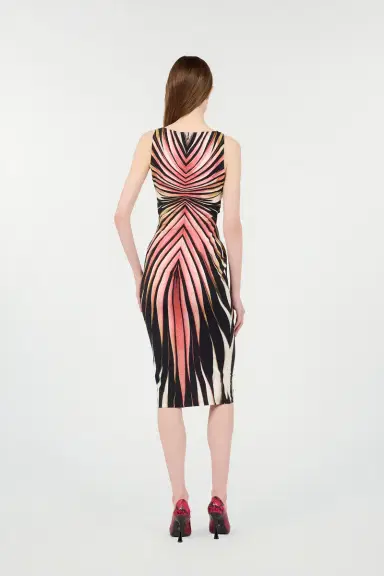 Roberto Cavalli Sheath Dress With Ray Of Pink Print | Thumbnail 3