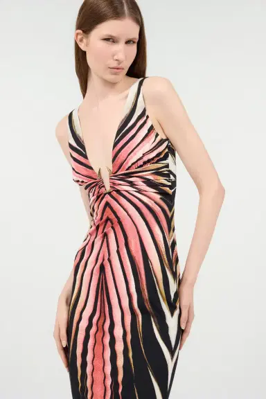 Roberto Cavalli Sheath Dress With Ray Of Pink Print | Thumbnail 5
