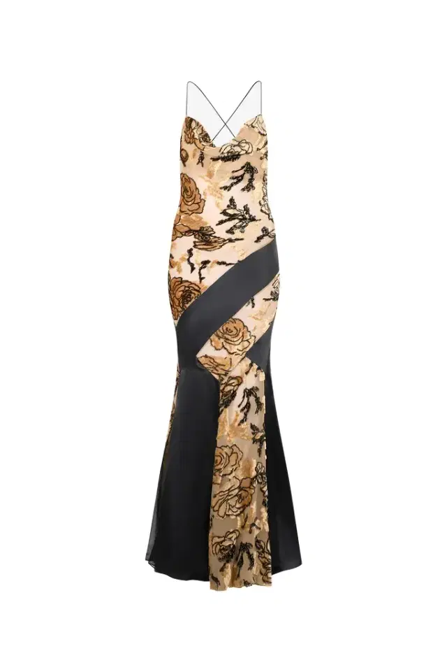 Roberto Cavalli Slip Dress With Rose Pattern
