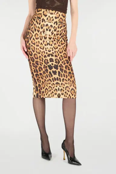 Roberto Cavalli Pencil Skirt With Jaguar Skin Print | Thumbnail 2