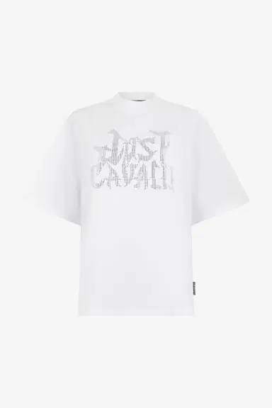 Roberto Cavalli White T-Shirt with Perforated Logo | Thumbnail 2