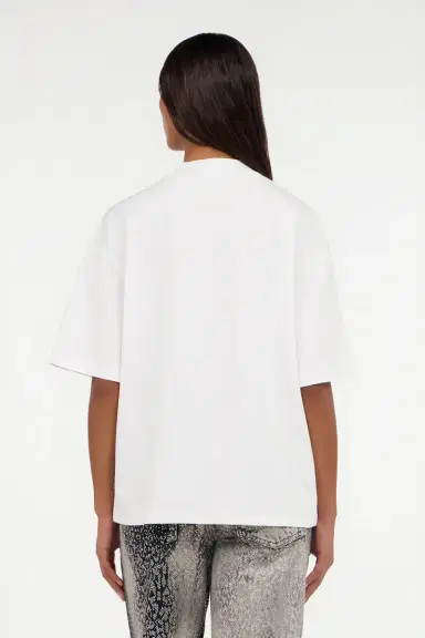 Roberto Cavalli White T-Shirt with Perforated Logo | Thumbnail 3
