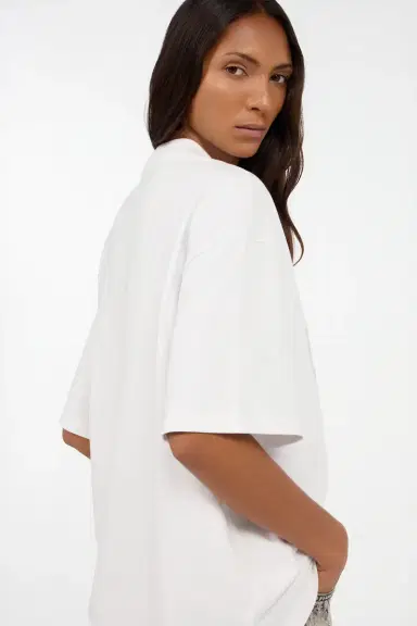 Roberto Cavalli White T-Shirt with Perforated Logo | Thumbnail 5