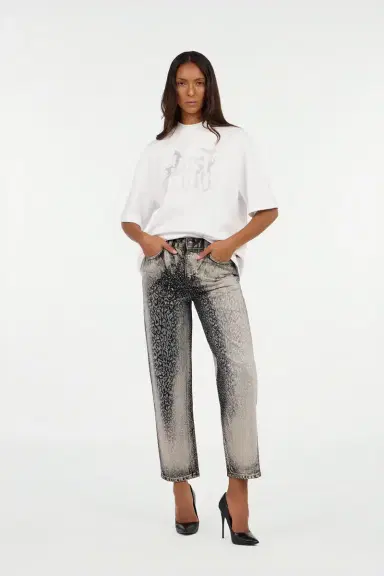 Roberto Cavalli White T-Shirt with Perforated Logo | Thumbnail 6