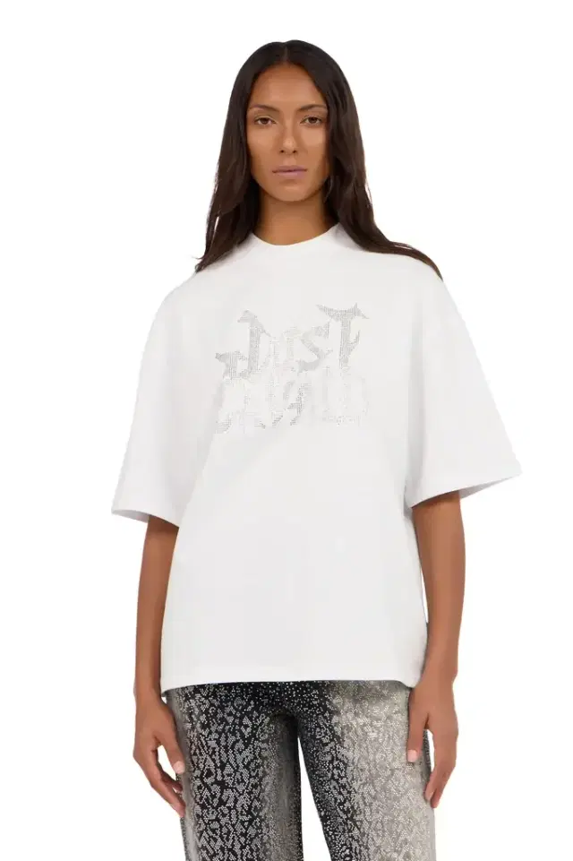 Roberto Cavalli White T-Shirt with Perforated Logo