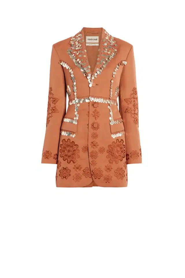 Roberto Cavalli Paillettes embroidered tailored jacket