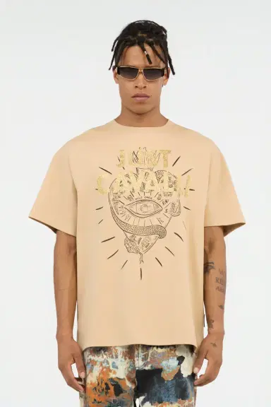 Roberto Cavalli Beige Graphic Print T-shirt | Thumbnail 2
