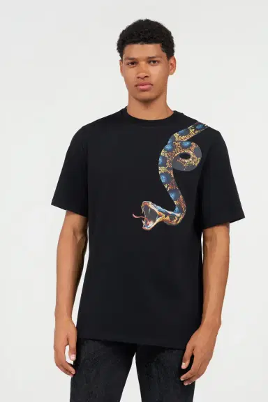 Roberto Cavalli Cotton T-shirt with Snake Print | Thumbnail 2