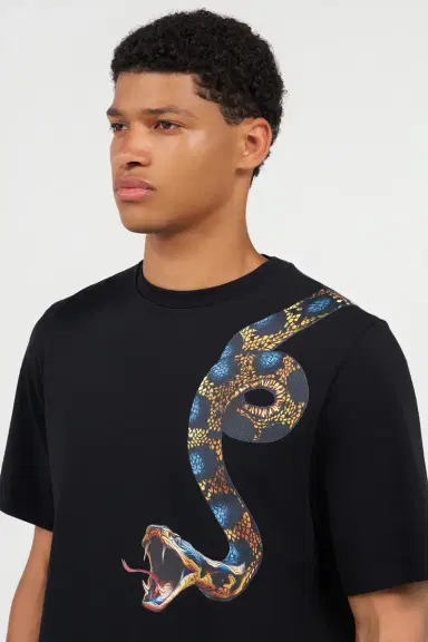 Roberto Cavalli Cotton T-shirt with Snake Print | Thumbnail 6