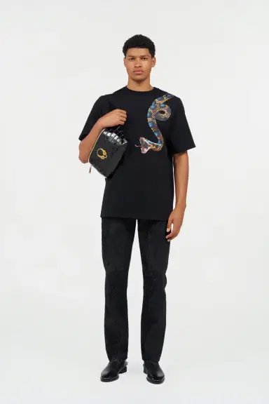 Roberto Cavalli Cotton T-shirt with Snake Print | Thumbnail 7